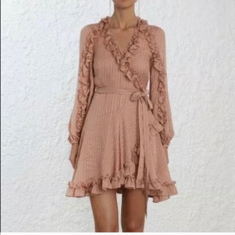 ZIMMERMAN Cascade Nude Wrap Dress